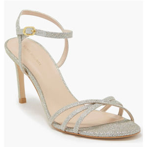 Stuart Weitzman Starla Stiletto Sandals Sparkle Noir 8.5